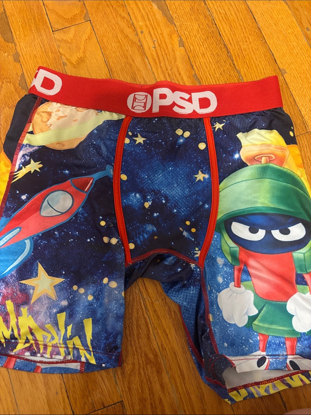 PSD Boys' Red Waistband Space Graphic Boxer Briefs